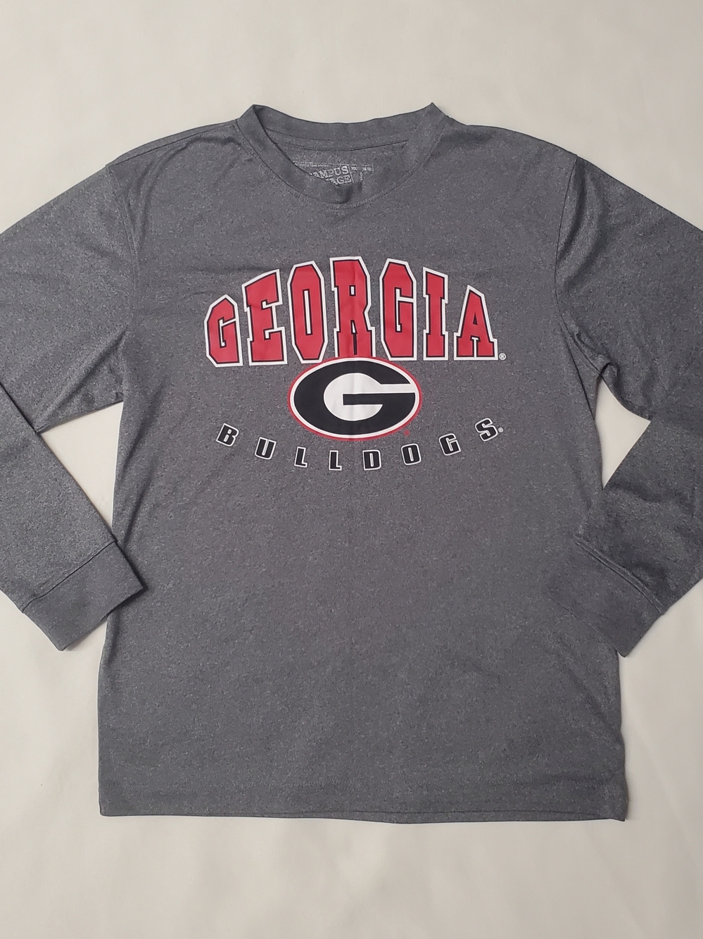 Youth L (16-18) Campus Heritage Georgia Bulldogs Gray Long Sleeve Tee